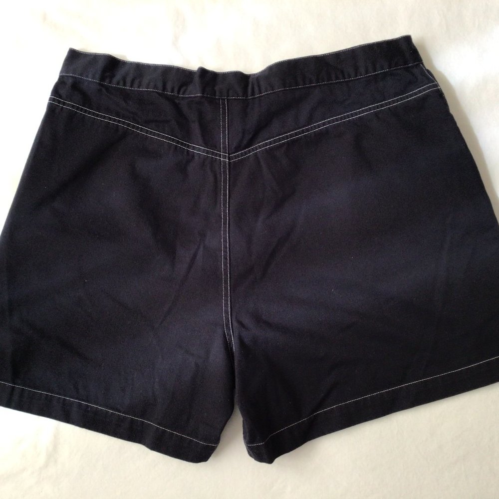 Villager Sport, A Liz Claiborne Company - Black denim shorts with white trim - Picture 2 of 4
